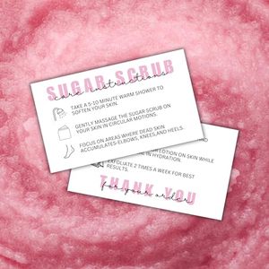 Tarjeta de Instrucciones para el Cuidado con Exfoliante de Azúcar, Papel Rectangular, Impresión Digital, Etiqueta Ecológica para Cuidado Personal - Product Image 1