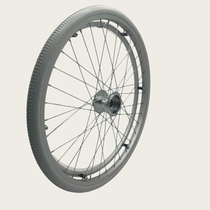 Rueda trasera de 24 pulgadas con rodamientos y neumático sólido para silla de ruedas manual, de caucho negro duradero - Product Image 3