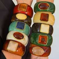 Bracelet carré en résine acrylique Lucite dégradé, style Europe-Amérique ; Minimaliste, vintage, géométrique, exclusif, haut de gamme