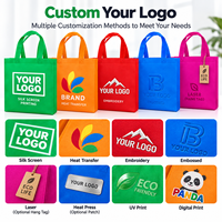 Sac fourre-tout non tissé épaissi avec logo personnalisé imprimé, sac de courses réutilisable, sac à emporter non tissé à soufflets, vente en gros