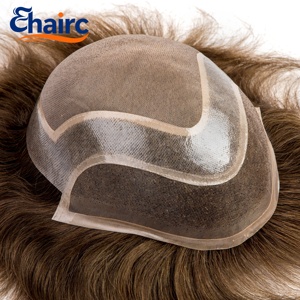 # Sistema Capillare Ibrido 4 Base Hollywood per <span class=keywords><strong>Uomo</strong></span>, in Pizzo Svizzero con Bordo in PU, 100% Capelli Umani, Facile Applicazione - Product Image 1