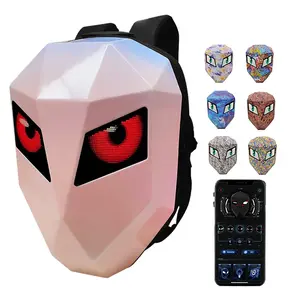 Sac à dos LED Bluetooth étanche Hard Case DIY Cool Motorcycle Riding Backpack Black Led Knight Backpacks