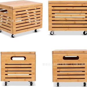 Boîte de rangement carrée en bois avec couvercle et poignée pour l'organisation du bureau, design recouvert d'un motif en grain de bois massif - Product Image 2