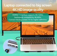 Station d'accueil multifonction Ethernet pour Mac Book Pro USB HUB DisplayPort HDTV Video Docking Station 7 en 1 HUB Laptop Stand Type C HUB