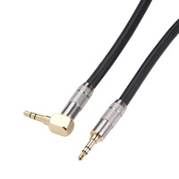 Câble audio stéréo TRS 3,5 mm à angle droit 90 degrés, cordon auxiliaire plaqué or, prise casque noire