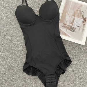 Nouveautés Body sculptant sans couture en dentelle profonde avec soutien-gorge intégré pour femmes, body sans dos, contrôle du corps, amincissant, sans manches - Product Image 6