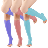 Chaussettes de compression OEM multicolores à bout ouvert, hauteur genou, élastiques, 15-21 mmHg, avec silicone pour la course à pied