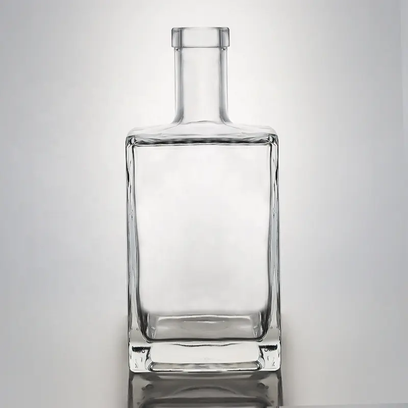 Top Grade High End Square Shape 700ml 750ml 1.75l Gin Whiskey glass Bottle