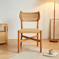 Chaise d'appoint de salon en bois de hêtre massif, tressée à la main, écologique, style antique, pour salle à manger, vente en gros