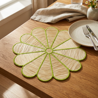 Set de table rond en forme de fleur, tissé à la main, couleur naturelle, motif floral, style moderne, pour la maison