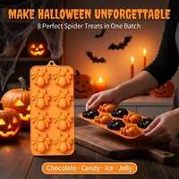 Moule en silicone à 8 cavités à dégagement rapide, thème araignée, pour Halloween, vente en gros, réutilisable, pour chocolat, DIY