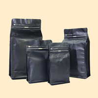 Nouveauté sac d'emballage en papier transparent moins cher pour grains de café sac de café à fond plat imprimé personnalisé avec valve