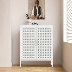 Metal Storage Cabinet 2 Doors 2 Adjustable <b>Shelves</b> Steel File Cabinet for Home Office - Product Image 4