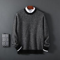 Pull en laine pure à col mi-haut pour homme, automne-hiver, pull color block, tricot ample, vente en gros d'usine OEM ODM