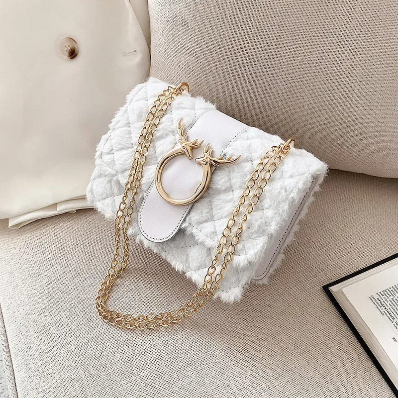 Bolso de mano Vintage de marca privada para fiesta, bolsa de mano de lujo, cruzado con cadena, color blanco