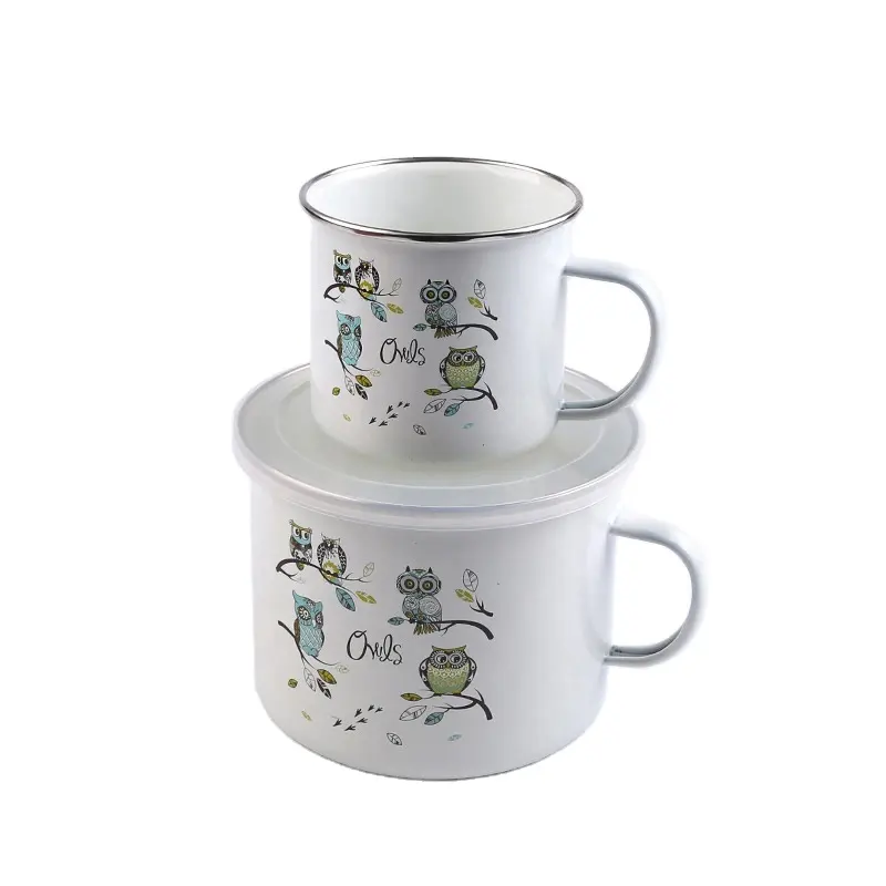 EUA Europa Esmalte Café Caneca Copa Camping Piquenique Esmalte Panelas porcelana 12OZ 8cm 350ml Personalizar Logos