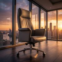 Chaise de Direction Ergonomique de Haute Qualité Gris Foncé Texture Cuir Premium et Soutien Supérieur