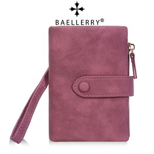 กระเป๋าสตางค์แบบพับสามทบสำหรับผู้หญิง ยี่ห้อ Baellerry สีพื้น มีช่องใส่บัตรหลายช่อง กระเป๋าสตางค์ใบสั้นแบบมีกระดุมปิด สำหรับใช้ในชีวิตประจำวัน - Product Image 3