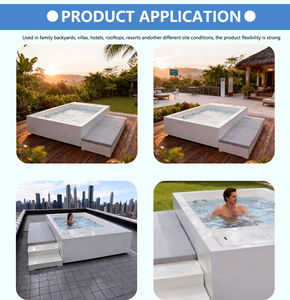 Piscina Fuori Terra <span class=keywords><strong>Rettangolare</strong></span> in Fibra di Vetro per Famiglie, Piccola Piscina Resort da Giardino con Divano Lettino - Product Image 3