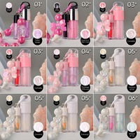 Huile à lèvres changeante hydratante hautement pigmentée avec bracelet, logo personnalisé, huile minérale 10 ml, végétalienne, brillante, grand pinceau, porte-clés