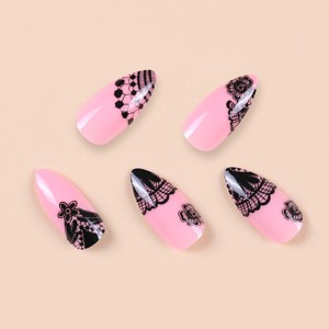 Kit de <span class=keywords><strong>faux</strong></span> <span class=keywords><strong>ongles</strong></span> à couverture complète en ABS écologique, motifs imprimés pré-dessinés, longs <span class=keywords><strong>ongles</strong></span> stiletto, <span class=keywords><strong>colle</strong></span> incluse, boîte de 28 pièces, Finger Rich - Product Image 1