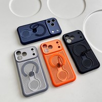 Coque de téléphone magnétique en PC+TPU avec anneau rotatif à 360° et dissipation thermique, motif nid d'abeille, pour iPhone 18 17 16 15 Pro Max