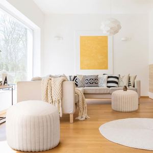 Housse de pouf en fausse fourrure de lapin non rembourrée, repose-pieds ottoman sans garnissage, teinture unie (beige) 20x15 pouces - Product Image 4