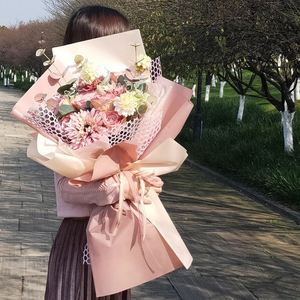 Papier d'emballage pour fleurs de style coréen classique, 56*56,5 cm, imperméable, translucide, couleur unie, pour fleuristes - Product Image 6