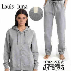 Conjunto de Sudadera con Capucha para Mujer Louis Luna H7021-5 H7023-5 M L XL 2XL Gris Jaspeado Ropa Deportiva Informal - Product Image 2
