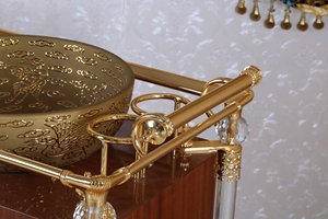 Luxuriöse goldene Kupfer-Holzbar Wein waschbecken Service wagen für Hotel Restaurant Büro oder Außen küche Modernes Design - Product Image 4