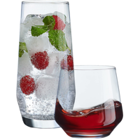 Verres transparents à pied haut et à pied bas sans pied pour jus d'orange, smoothies verts, eau pétillante