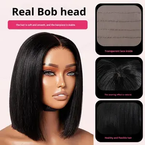 Perruque en dentelle entièrement tissée à la main, double trame, avec cheveux réalistes, teintable HD, densité 250%, <span class=keywords><strong>série</strong></span> 4x4 F pour femmes - Product Image 4