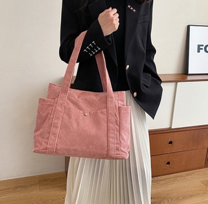 Großhandel Günstiger Preis Cord Handtasche Schulranzen Umhängetasche Fancy Designer Damen Taschen Große Kapazität Tragetaschen mit Taschen - Product Image 2