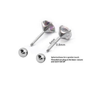 ต่างหูแฟชั่นไทเทเนียม ASTM F136 ทรงกลม ประดับ<span class=keywords><strong>เพชร</strong></span>คิวบิกเซอร์โคเนียหลากสี ป้องกันการแพ้ แบบเกลียวหลัง สำหรับเจาะหู - Product Image 5