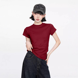 En gros 220gsm Slim Fit Crop Top personnalisé impression numérique plaine femmes <span class=keywords><strong>T</strong></span>-<span class=keywords><strong>shirt</strong></span> court coton femmes <span class=keywords><strong>T</strong></span>-<span class=keywords><strong>shirt</strong></span> à manches courtes - Product Image 5