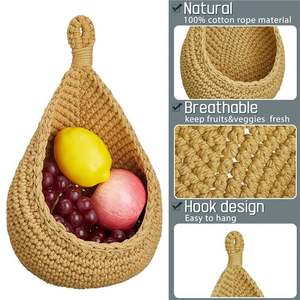 Cesta de almacenamiento tejida de cuerda de algodón, macetas de valla colgante para <span class=keywords><strong>pared</strong></span> exterior, cestas de mimbre 2022, ropa para <span class=keywords><strong>colgar</strong></span> <span class=keywords><strong>en</strong></span> el - Product Image 4