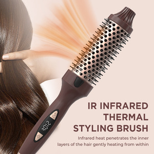 หวีจัดแต่งทรงผม 3 in 1 เพิ่มวอลลุ่ม ดัดผมตรง พร้อมประจุลบ สำหรับผมแห้ง สีน้ำตาลกาแฟ - Product Image 2