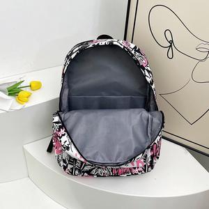 Mochila de campus para estudiantes de secundaria para mujer, mochila de garabatos, mochila escolar versátil con rayas coloridas de arcoíris - Product Image 5