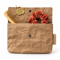 Pochette à pression en papier kraft lavable, sac de rangement portable pour clés, téléphone, cosmétiques, accessoires, essentiels de voyage