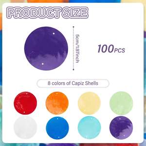 100PCS Kerang Capiz Pelangi 2 Inci Bulat Kerang Laut Alami dengan 2 Lubang untuk Lonceng Angin Kerajinan DIY Tirai Buatan Tangan Pernikahan - Product Image 2
