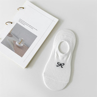 Chaussettes bateau tricotées personnalisées pour fille, absorbantes, avec nœuds d'été, invisibles, couleur unie, fines, en polyester, avec logo discret