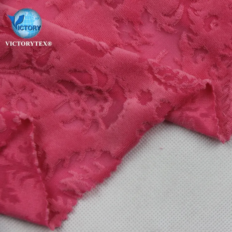 Popular Sexy Cloth Wholesale Cotton Polyester CVC Tracksuit Burnout Burn Out Velour Velvet Fabric for Girls Women Dress Garment