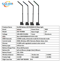 Sailwin LED Projecteur LED Pliable sur Poteau 6-en-1 RGBAW UV Sans Fil WIFI IR pour Éclairage de Scène avec Flight Case