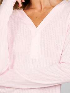 <span class=keywords><strong>Pigiama</strong></span> in <span class=keywords><strong>Cotone</strong></span> Personalizzato <span class=keywords><strong>con</strong></span> <span class=keywords><strong>Bottoni</strong></span> Frontali, Scollo a V in Modal, Maniche Lunghe a Costine, Abbigliamento da Casa in Bambù per Donne - Product Image 3