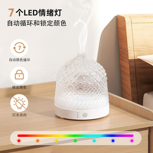 เครื่องกระจายกลิ่นหอมแบบกระจก ความจุ 0.5 ลิตร เครื่องเพิ่มความชื้นแบบอัลตราโซนิก พร้อมไฟ LED สำหรับใช้ในบ้านและห้องนอน - Product Image 3
