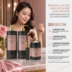 Champú <span class=keywords><strong>y</strong></span> Acondicionador <span class=keywords><strong>con</strong></span> Keratina <span class=keywords><strong>y</strong></span> Botox Capilar Sin Sulfatos, Reparador, Aumenta el Brillo, Lavado Diario <span class=keywords><strong>para</strong></span> Cabello Encrespado <span class=keywords><strong>y</strong></span> Dañado - Product Image 3