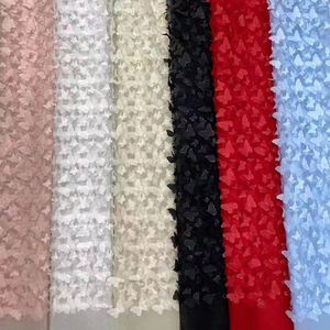 Tessuto in Tulle con Ricamo 3D di Farfalle Leggere, Disponibile in Bianco/Nero/Blu e Altri Colori - Product Image 3