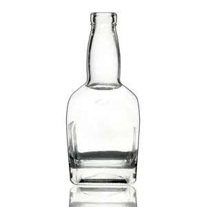 Wholesale empty 375ml vodka transparent glass bottle whisky