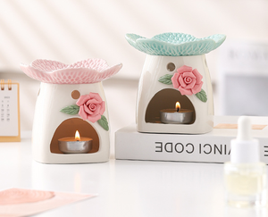 Diffusore di aromi per bruciatore di olio essenziale di natale cera di ceramica Melt candelabro per scaldabagno <span class=keywords><strong>piatto</strong></span> di fiori - Product Image 2