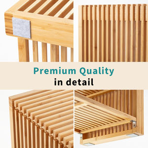 مقعد أحذية مخصص من الخيزران مع رف أحذية من طبقتين - Product Image 5